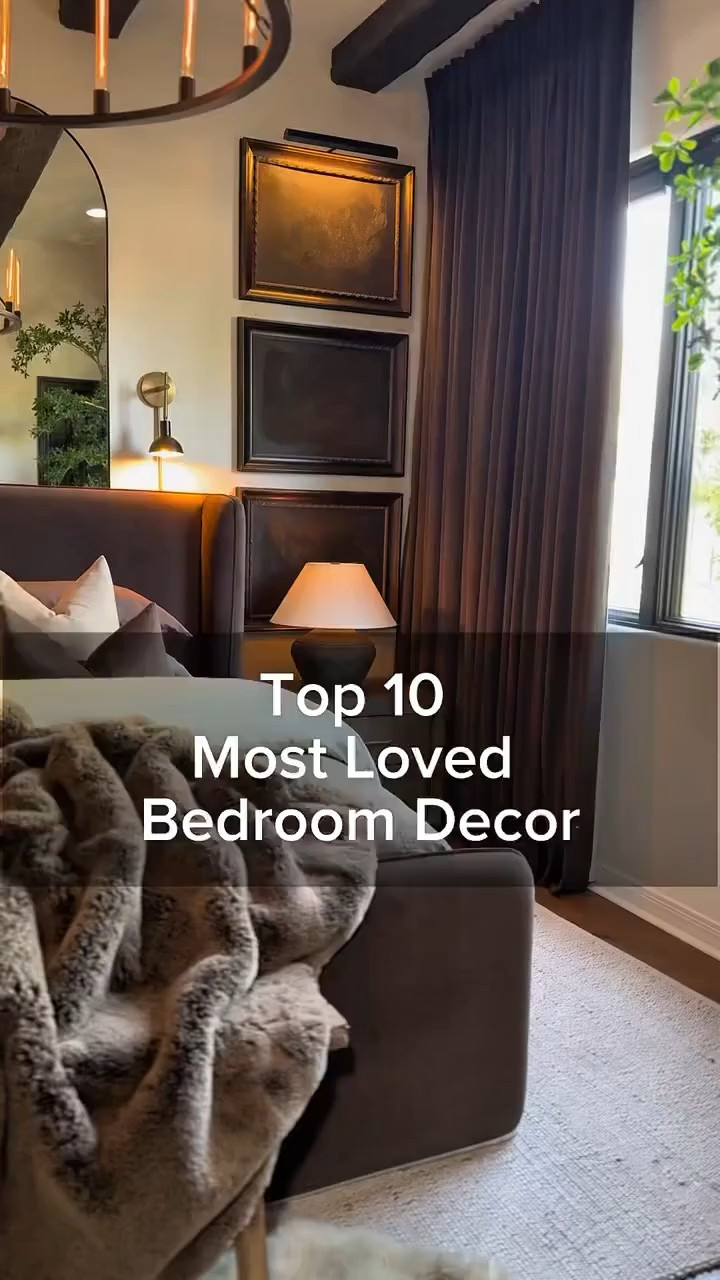 Here are the top 10 most loved items in my famous velvet brown bedroom! 🤎

Here they are in order: 😍

My Velvet Bed Frame
Velvet Blackout Drapes (Style: Liz Linen - Color: Chocolate Tarte - Header Style: Triple Pleat - Liner Type: Unlined - Amount of Panels Used: Four - Unlined & MEMORY SHAPED)
Plug in Wall Sconces
Velvet Quilt and Sham Set
Jute Rug
Dimmable Lights
Linen Duvet Cover
Velvet Lumbar Pillows 
Sheets
Table Top Fire Pit 🔥

#topten #amazonfinds #bedroomideas #moodybedroom #moodybedroominspo #aesthetichomedecor #homedecor #interiordesign #ambientlighting #bedroominspo

#LTKHome #LTKvlog #LTKdayinmylife