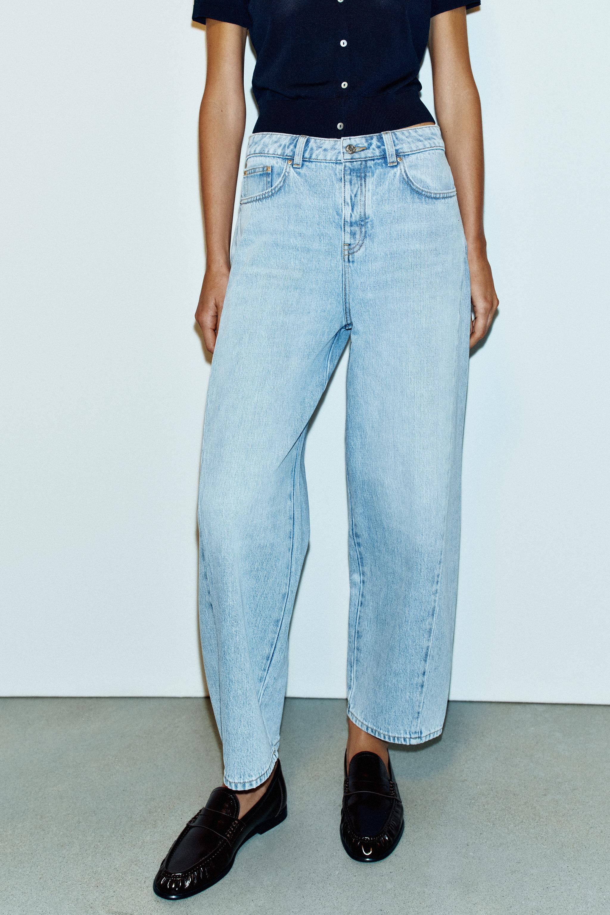 Z1975 HIGH-RISE BARREL LEG SEAM JEANS | Zara US