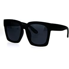Womens Boyfriend Style XXL Oversize Horned Rim Thick Plastic Sunglasses | Amazon (US)