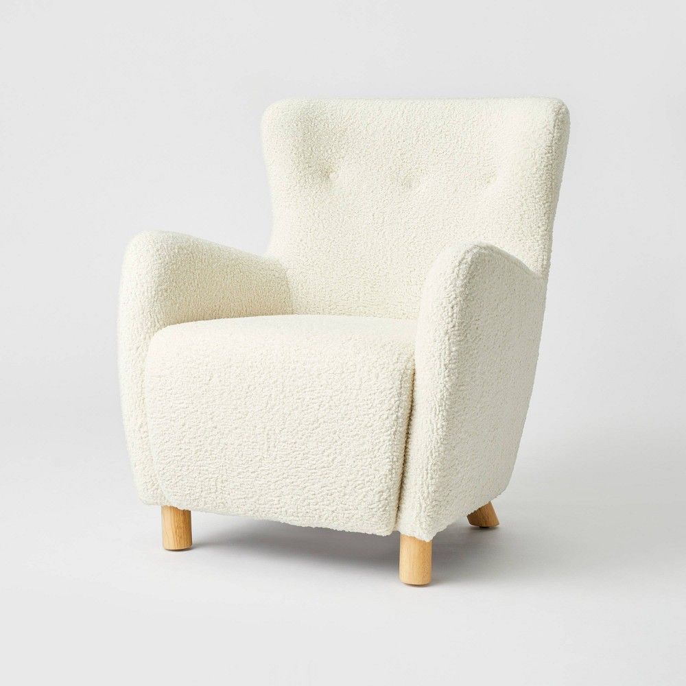 Kessler Wingback Accent Chair (KD) Cream Sherpa - Threshold designed with Studio McGee | Target