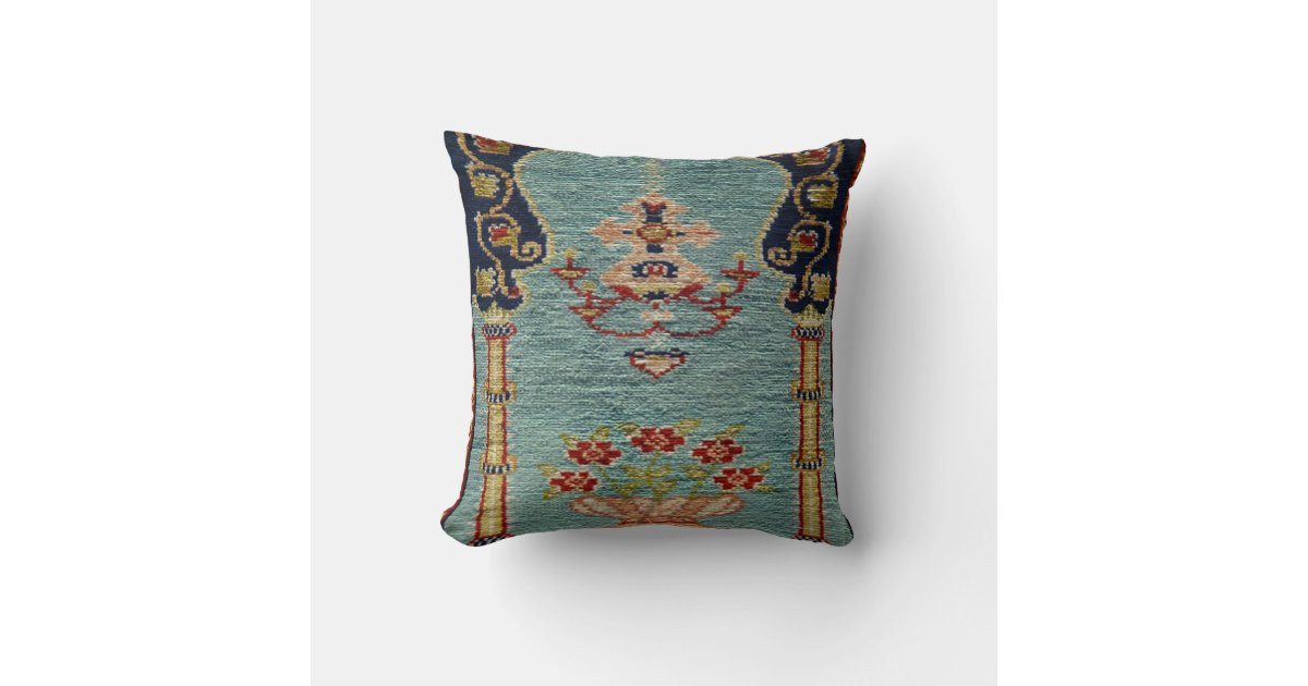 Turkish Kilim Carpet Rug Antique Throw Pillow | Zazzle | Zazzle