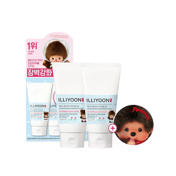 ILLIYOON - Ceramide Ato Conentrate Cream Special Set (with Monchhichi Mirror) - 150ml + 150ml | Stylevana