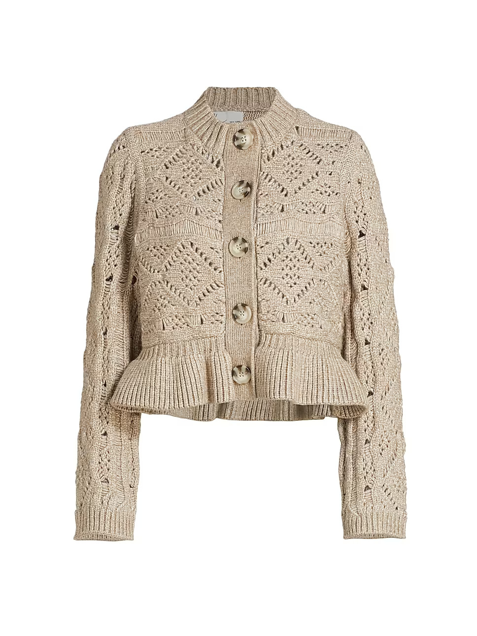 Callie Pointelle Ruffled-Hem Cardigan | Saks Fifth Avenue