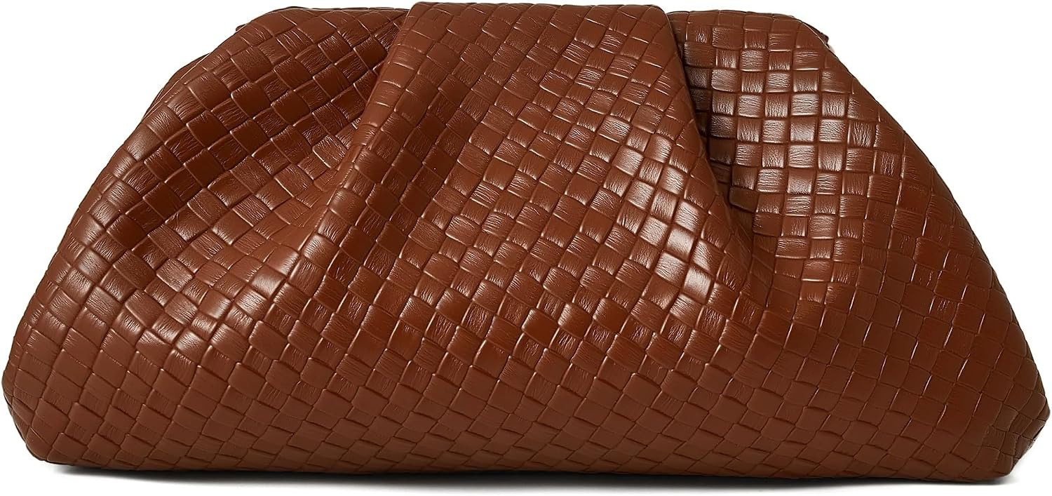 Women's Woven Evening Bag Ruched Dumpling Clutch Purse Detachable Chain Crossbody Bag | Amazon (US)