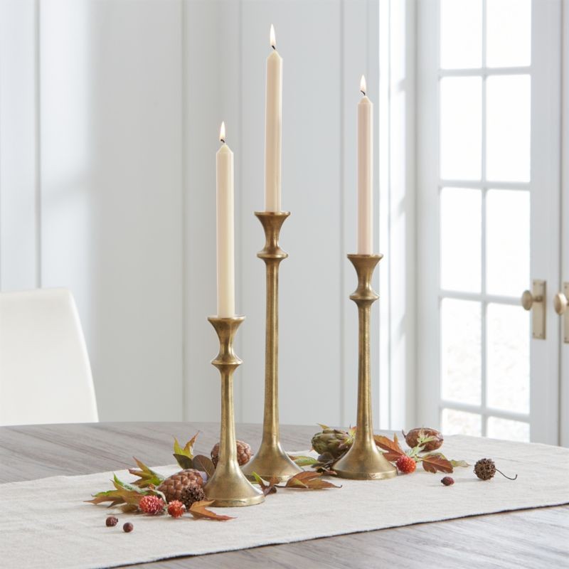 Emmett Antique Brass Taper Candle Holder 9.25" | Crate & Barrel