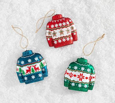 Festive Sweater Ornaments - Set of 3 | Pottery Barn (US)