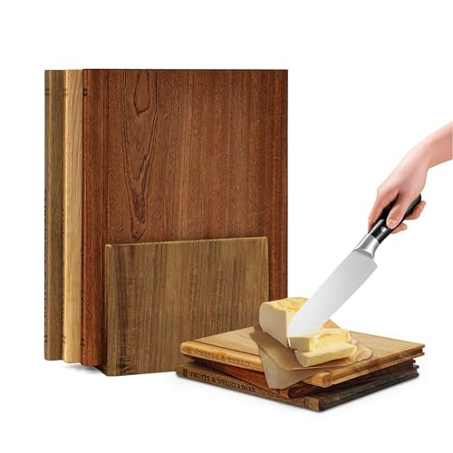 Book Cutting Board Set, Cutting Boards that Look Like Books, Cutting Board Books, Cutting Board Library, Large Solid Wood Non Toxic Non Slip with Stand | Amazon (US)
