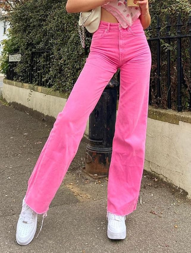 Vintage Jeans for Women Teen Girl High Waisted Relaxed Fit Straight Leg Baggy Boyfriend Jeans | Amazon (US)