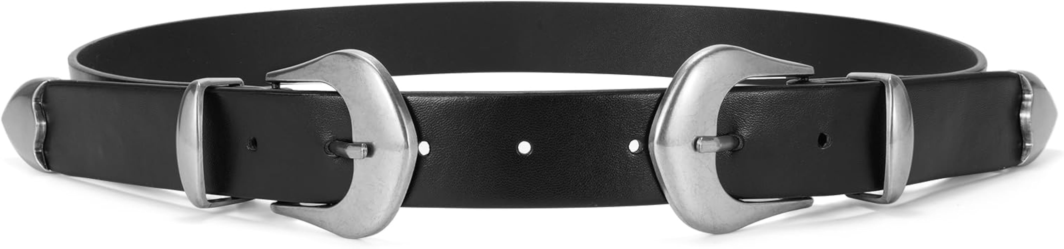 SUOSDEY Western Belts for Women Vintage Leather Belt for Jeans, Cowgirl Belt Double Buckle Dress ... | Amazon (US)
