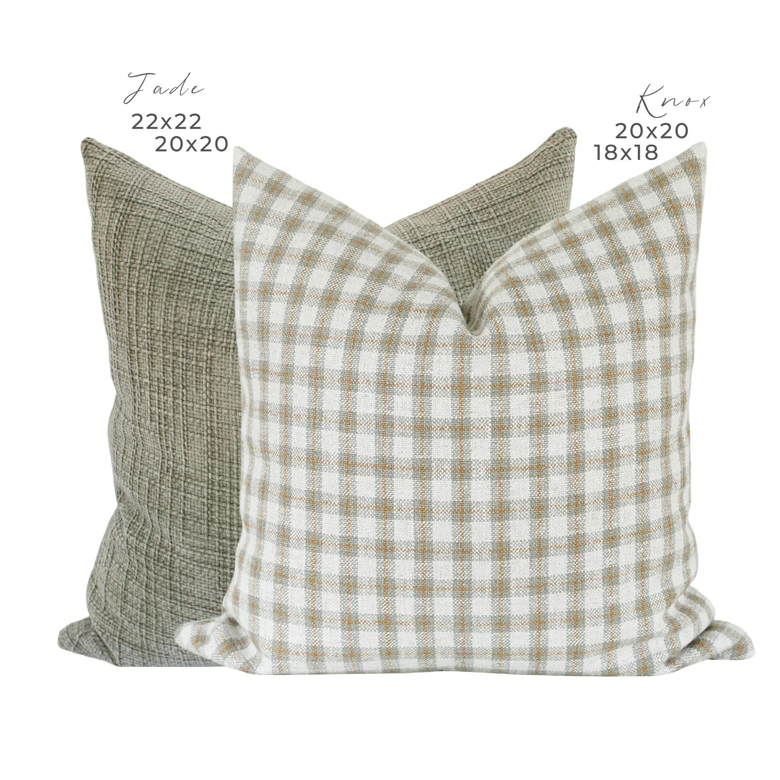 Sage Green Gingham Pillow Cover Set: Farmhouse Throw Pillows, Knox Collection | Etsy (US)