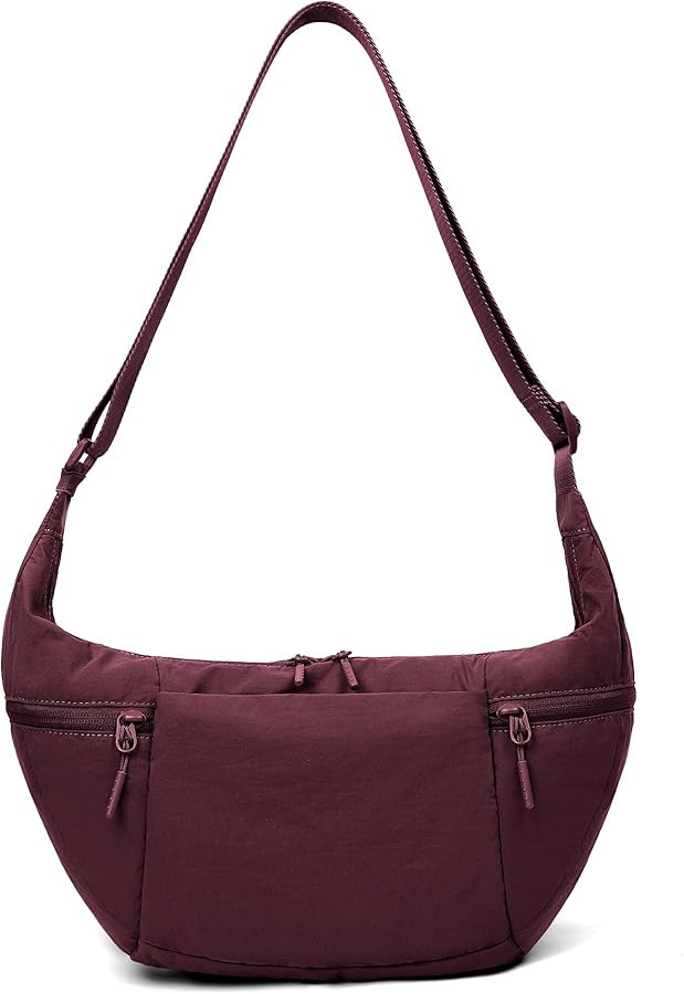 VONAL Nylon Crescent Crossbody Bag, Sloughy Shoulder Hobo Bag for Women, Lightweight Moon Bag Dum... | Amazon (US)