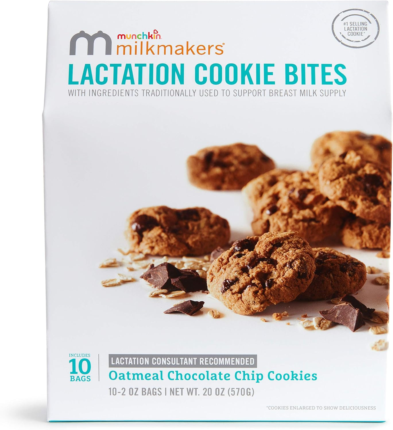 Munchkin Milkmakers Lactation Cookie Bites, Oatmeal Chocolate Chip, 10 Ct | Amazon (US)