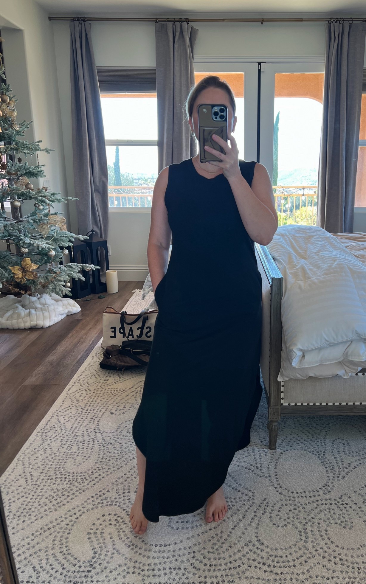 I love this maxi dress (with pockets!) when I want something easy and comfortable to wear but still look put together. It’s under $20 and comes in a lot of color options. 