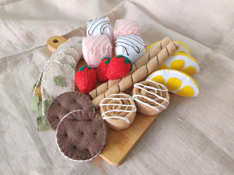 Felt Deluxe Tea Party Set Pretend Play Food Fabric Faux Food Play Kitchen Tea Bags/ Strawberries/... | Etsy (Global)