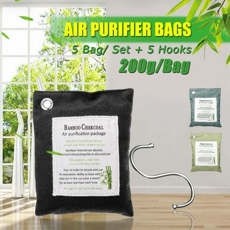 5pcs 200g Natural Air Purifying Bags Odor Eliminator and Odor Absorber Charcoal Deodorizer Bags Clos | Walmart (US)