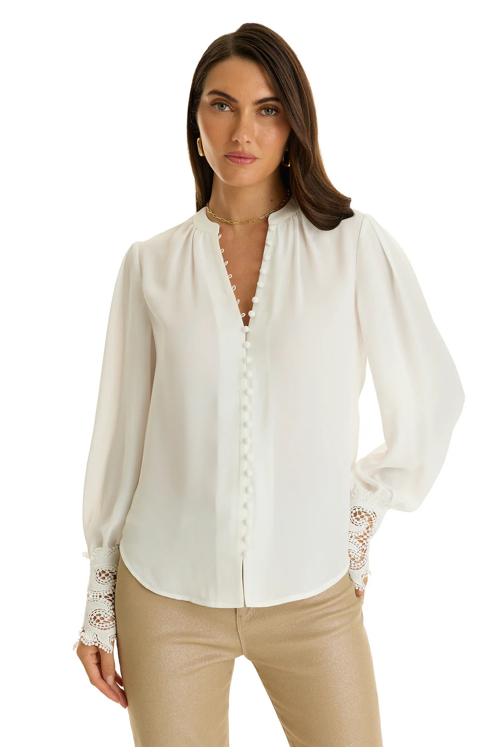 Blake Lace Sleeve Blouse - White | The Noli Shop
