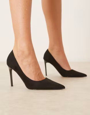 ASOS DESIGN Paphos pointed high heeled court shoes in black suedette | ASOS (Global)