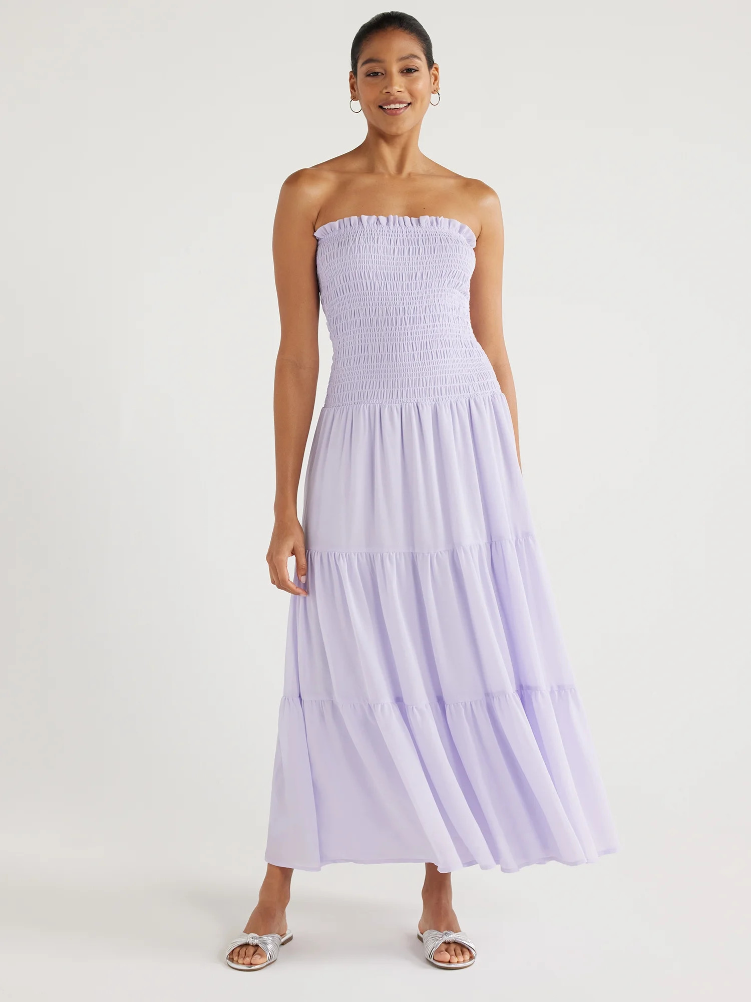 Scoop Women's Smocked Strapless Maxi Dress, Sizes XS-XXL | Walmart (US)
