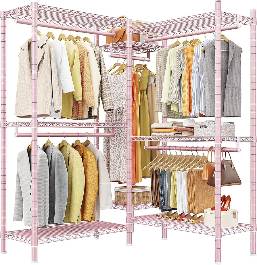 Raybee Clothes Rack, Clothing Racks for Hanging Clothes, L Shaped Clothing Rack for Corner 900LBS... | Amazon (US)