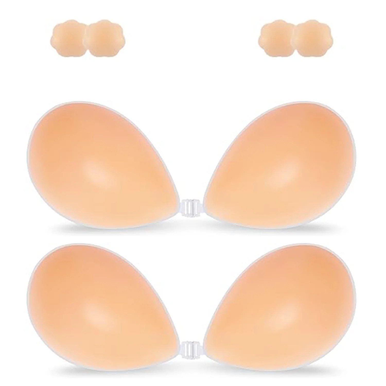SOMER 2 Pairs Sticky Bra Push Up Backless Bra Reusable with 2 Nipple Covers, Ultra Thin Strapless... | Walmart (US)