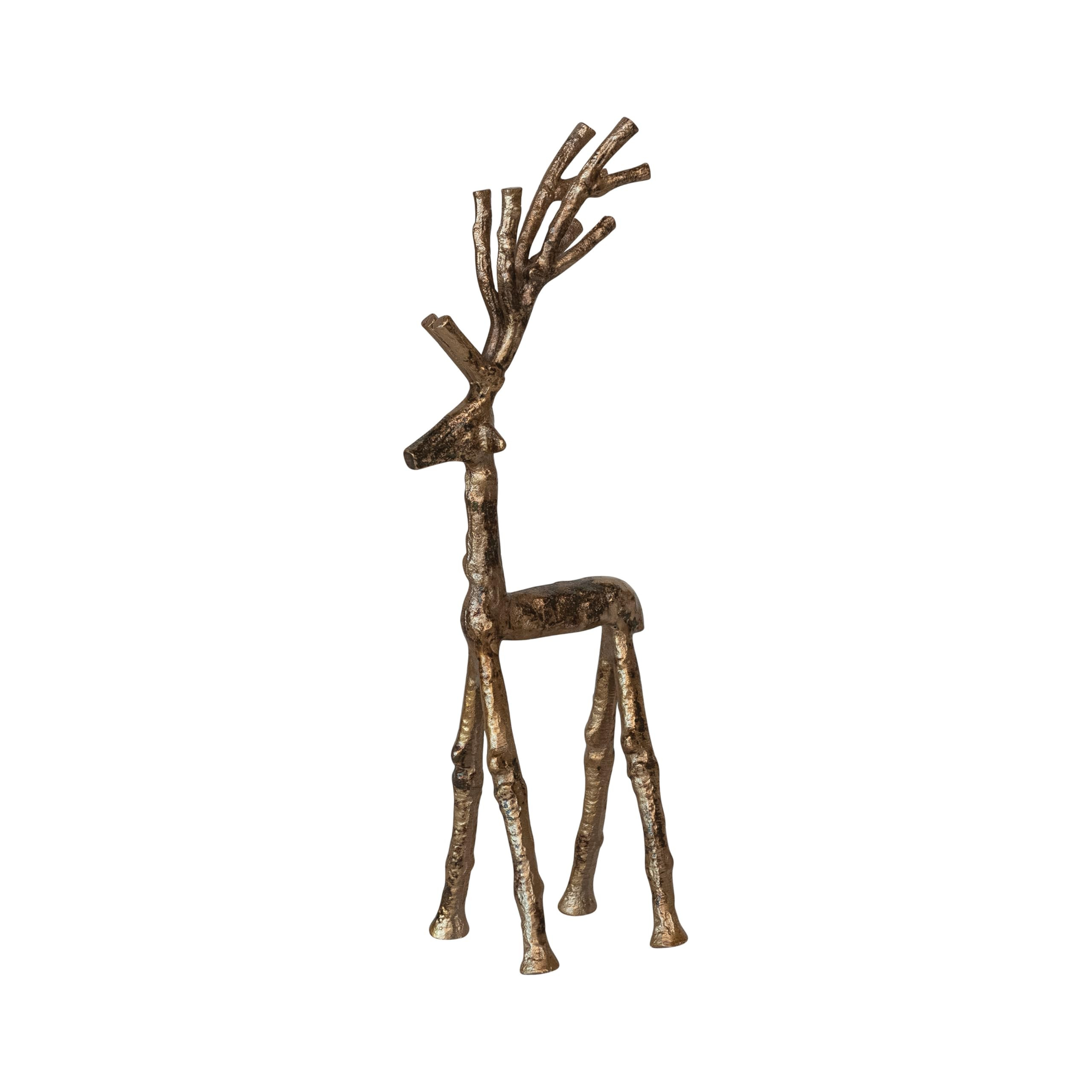 Creative Co-Op Cast Aluminum Twig Deer Decor, Antique Gold Finish | Amazon (US)