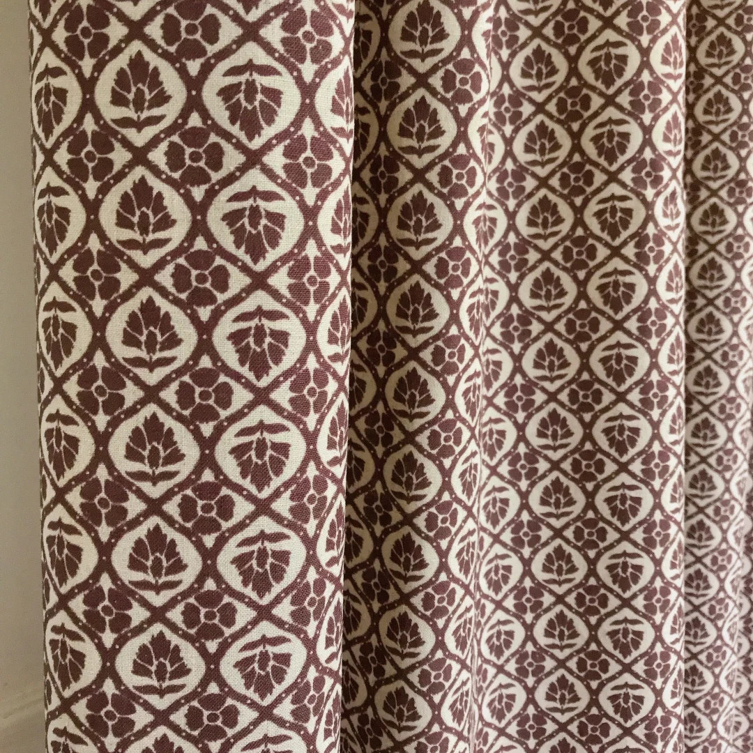 Modern Vintage Dark Brown Floral Pattern Washed Linen Cotton Curtain Natural Beige Background Dra... | Etsy (US)