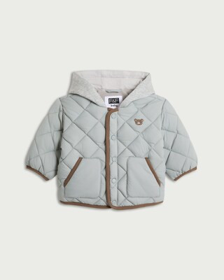 F&F Baby Quilted Bear Jacket in Grey | Tesco F&F