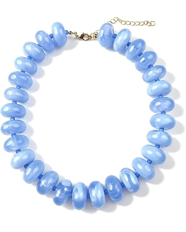 CSIYANJRY99 Chunky Beaded Necklace for Women, Large Colorful Resin Beads Statement Necklace, Boho... | Amazon (US)