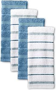 KitchenAid Albany Kitchen Towel 4-Pack Set, Blue Velvet /White, 16"x26" | Amazon (US)