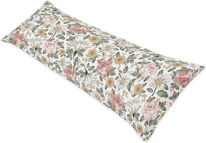 Sweet Jojo Designs Vintage Floral Boho Body Pillow Case Cover (Pillow Not Included) - Blush Pink,... | Amazon (US)
