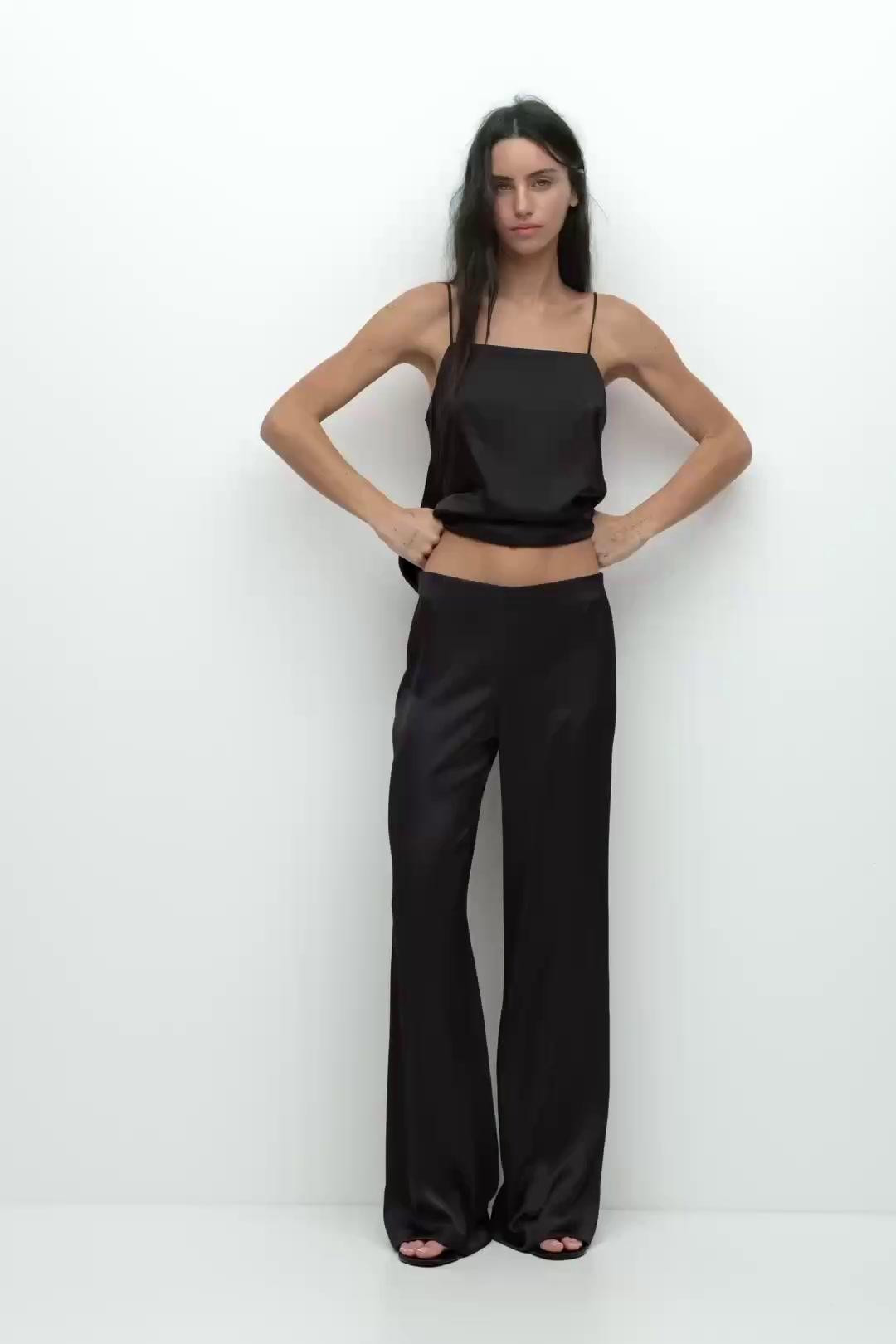 Satin straight-leg trousers | Pull&Bear United Kingdom | PULL and BEAR UK