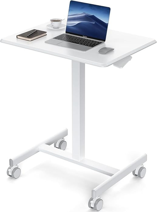 DUMOS Small Standing Desk Mobile Portable Rolling Laptop PC Table on Wheels Adjustable Height Com... | Amazon (US)