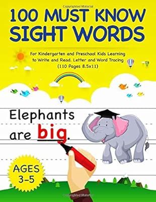 100 Must Know Sight Words: For Kindergarten and Preschool Kids Learning to Write and Read - Lette... | Amazon (US)