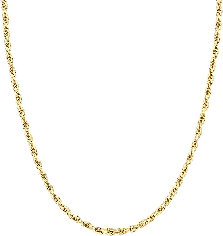 PAVOI 14K Gold Plated Curb Paperclip Box Sphere Bead Snake and Figaro Chain Adjustable Necklace | Amazon (US)