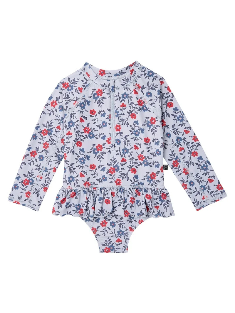 Modern Moments by Gerber Baby and Toddler Girl Rash Guard with Ruffles, Sizes 0/3M-5T | Walmart (US)