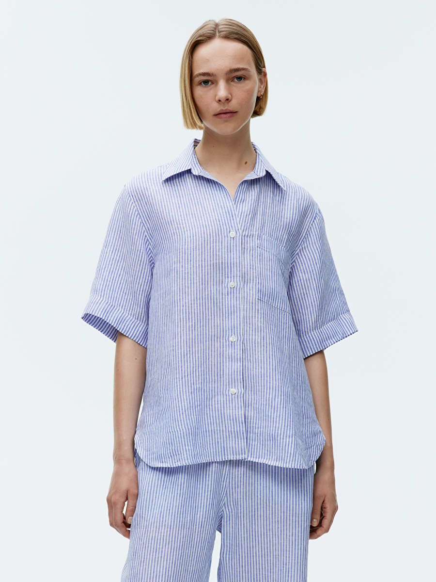Linen Resort Shirt - Blue/White - ARKET GB | ARKET (US&UK)