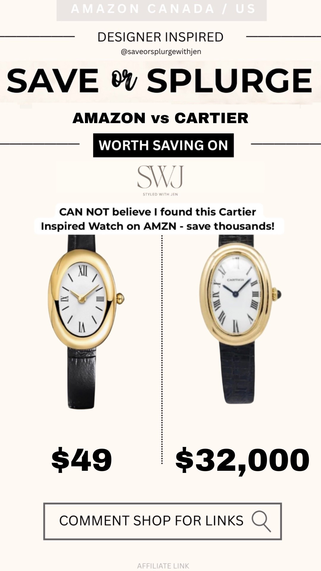 Let me know - would you save or splurge on this one? ⌚️👀

#LTKcanada #LTKdatenight #LTKworkwear