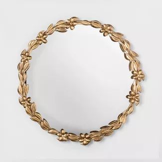 Decorative Round Leaf Wall Mirror Gold - Opalhouse™ | Target
