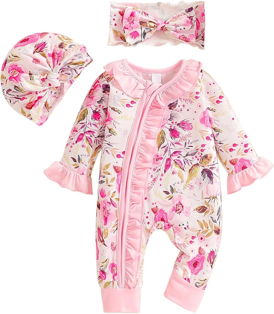 Abbence Preemie Newborn Baby Girl Romper 3-Piece Set | Amazon (US)