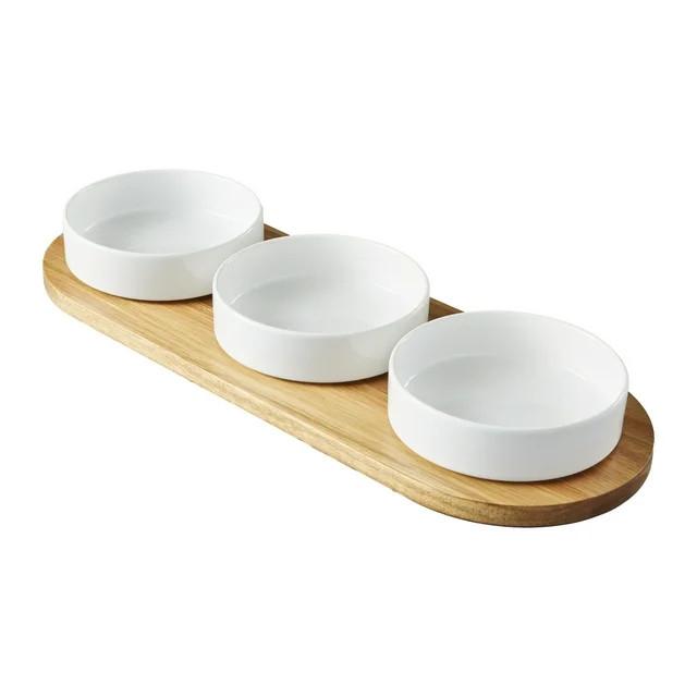 Better Homes & Gardens Acacia Wood Tray and Stoneware Bowl for Condiment, 19.69x7.28x2.17 in,3.96... | Walmart (US)