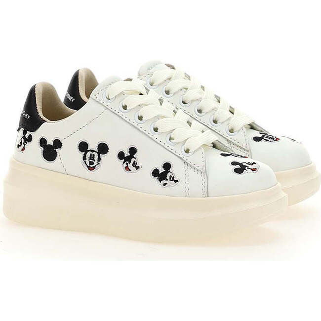 Mickey Embroidered Platform Sneakers, White | Maisonette
