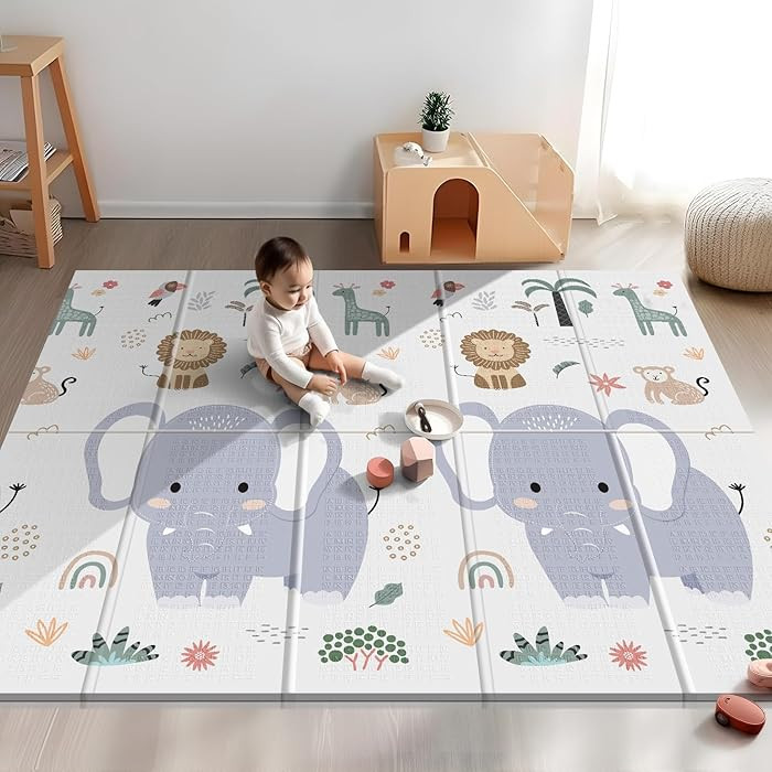 79x71 Extra Large Baby Play Mat for Floor, Foldable Foam Playmat for Babies 0-12 Months & Kids, N... | Amazon (US)