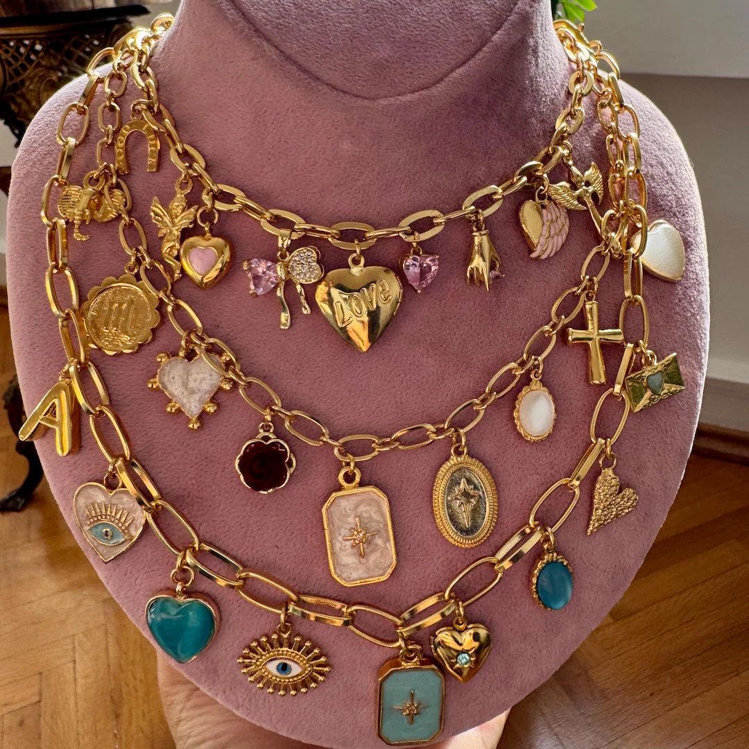 Build Your Own Custom Charm Necklaces for Women,pick Your Charms,vintage Chunky Necklace,gold Cha... | Etsy (US)