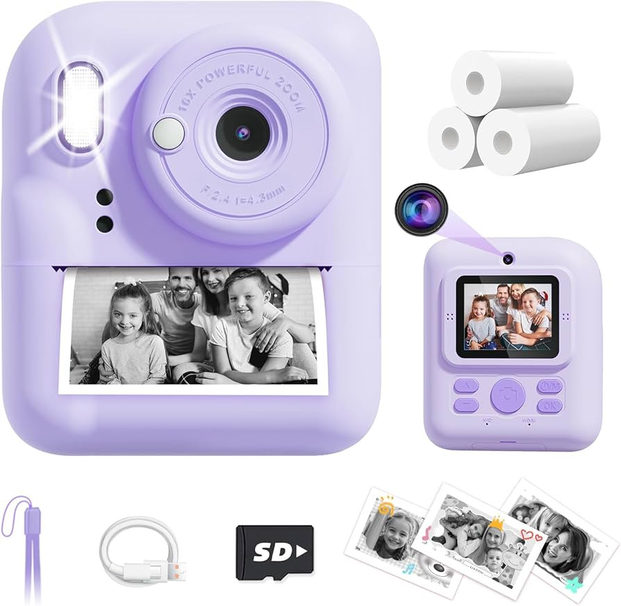 Kids Camera Instant Print, Upgrade Dual-Lens Selfie Digital Camera for Kids, Christmas Birthday G... | Amazon (US)