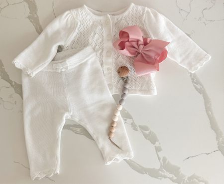 Baby cardigan matching set with pink bow! Love this for fall and winter. Perfect for an every day outfit and can be dressed warmer with a coat 

#LTKbaby #LTKstyletip