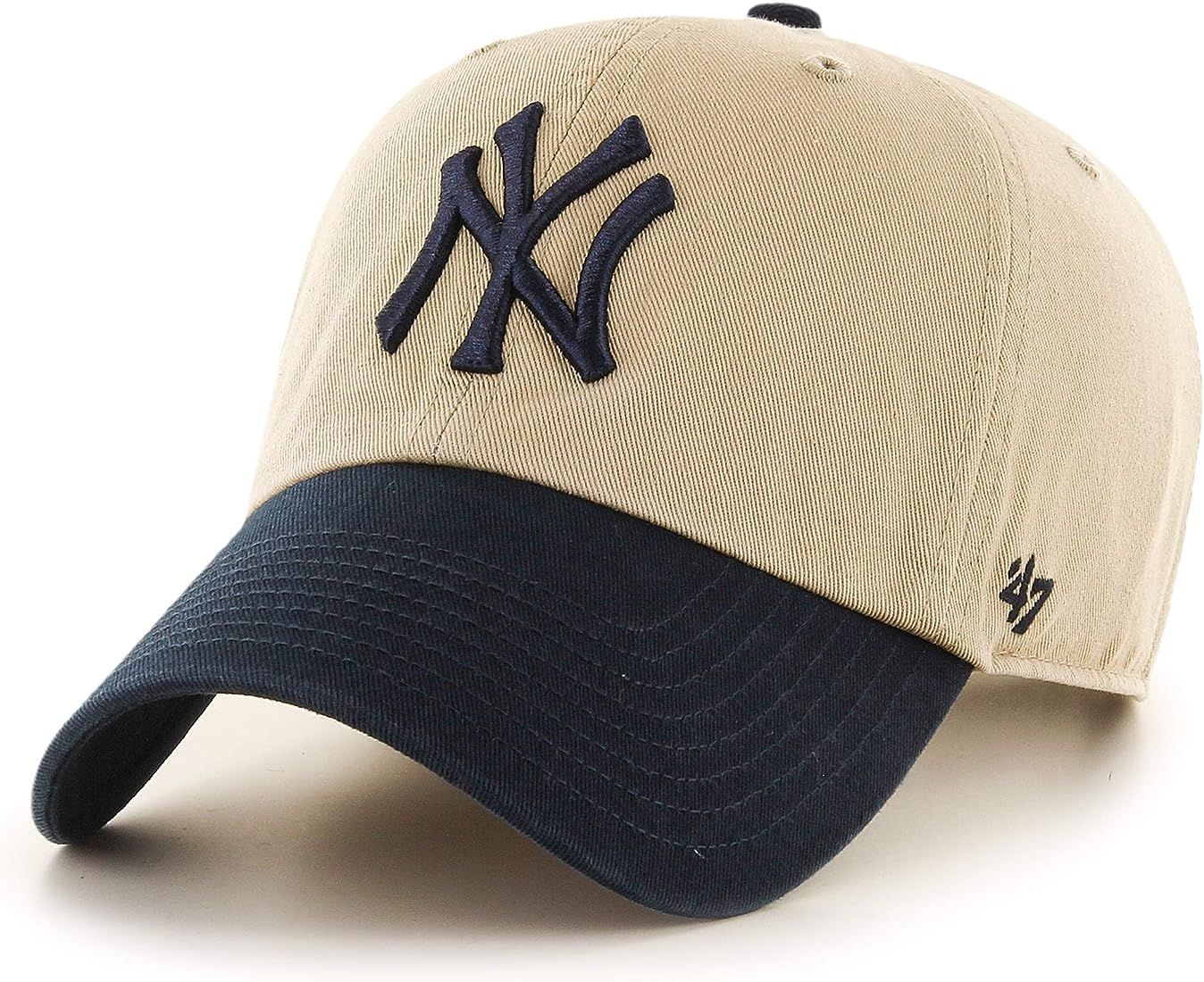 '47 New York Yankees Two Tone Clean Up Dad Hat Baseball Cap - Khaki | Amazon (US)