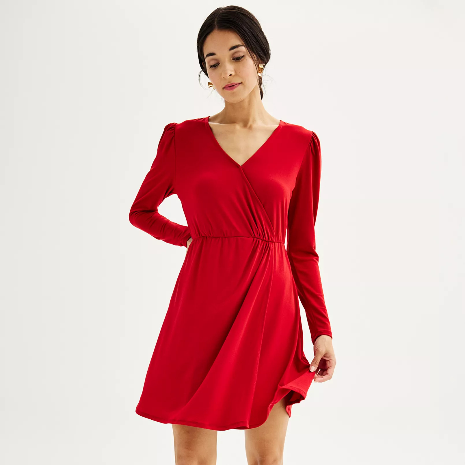 Petite Women's Nine West Long Sleeve Wrap Dress | Kohl's