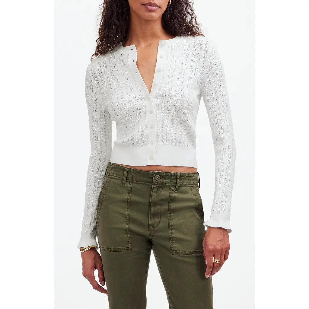 Madewell The Signature Open Knit Cardigan in Frost at Nordstrom Rack, Size X-Small | Nordstrom Rack