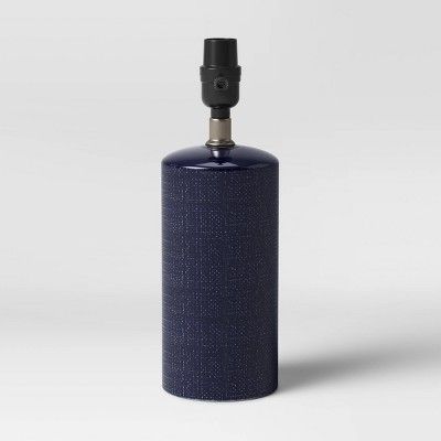 Linen Textured Ceramic Small Lamp Base Dark Blue - Threshold™ | Target