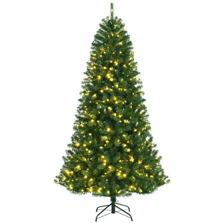Topbuy 7ft Pre-lit Christmas Tree, Artificial Hinged Xmas Tree w/ 500 Remote-controlled Color-cha... | Walmart (US)